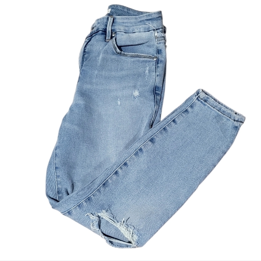 Good American Good Waist Skinny Distressed Jeans Size 6/28 Color Indigo458